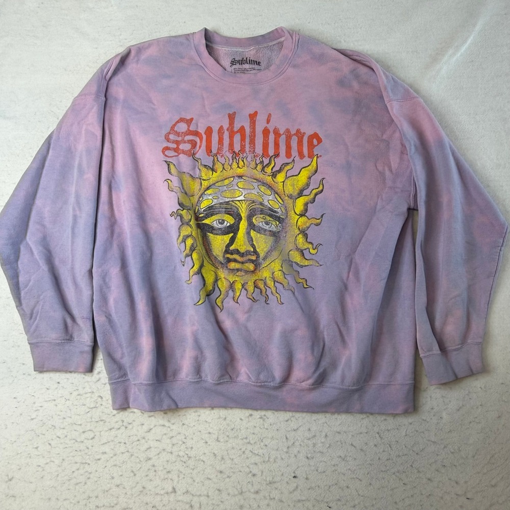 Sublime Sweatshirt Unisex L/XL Purple Tie Dye 1996 Summer Tour Graphic Crewneck